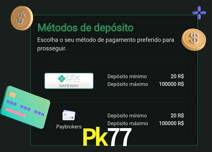 O cassino Pk77 oferece uma grande variedade de métodos de pagamento